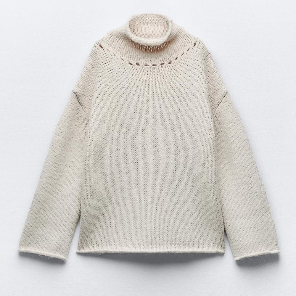 ZARA HAND KNIT CREAM SWEATER MEDIUM